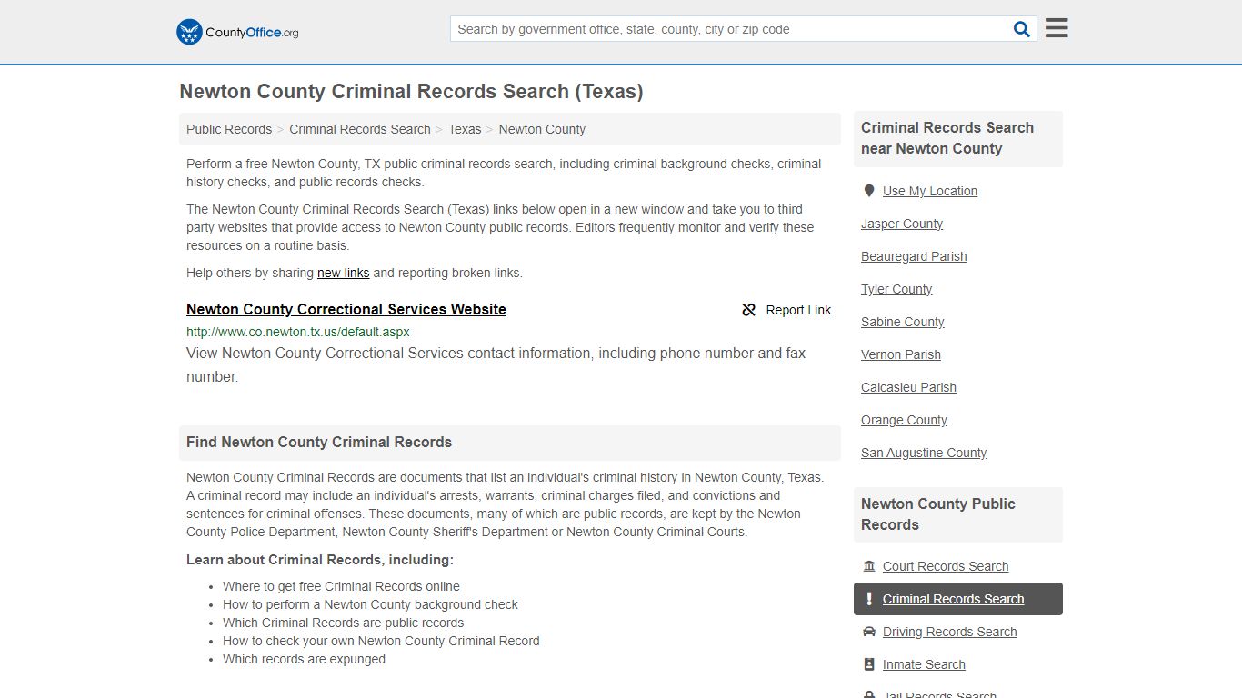 Criminal Records Search - Newton County, TX (Arrests ...